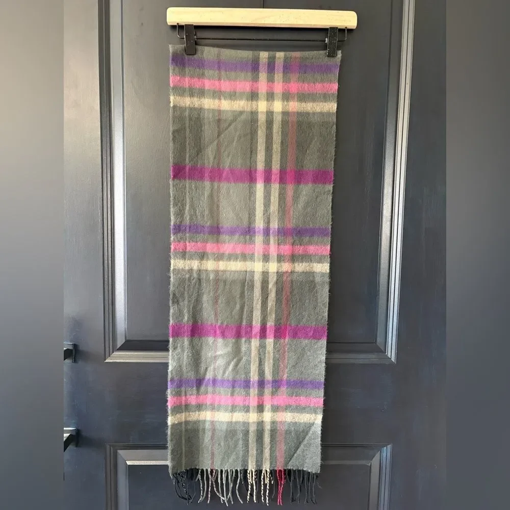 100% Cashmere Scarf Scotland Plaid EUC